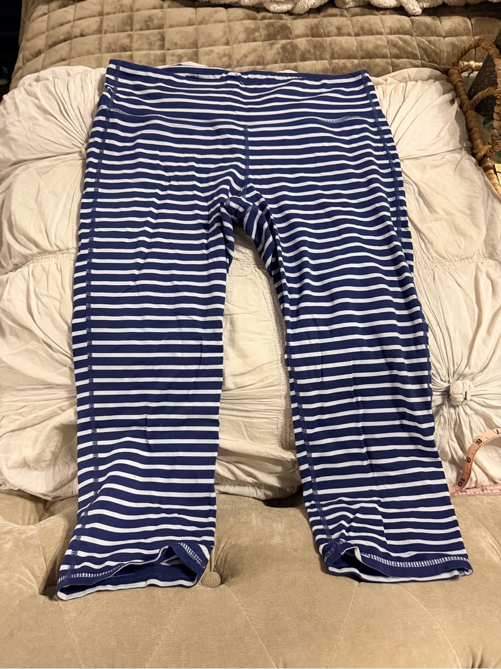 Kids Navy and White Striped Leggings